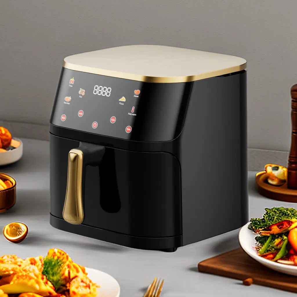 Friggitrice ad Aria 10L, 1400W con Display LCD Touch, Timer e Prenotazione, Rivestimento Antiaderente, Accessori Inclusi e Protezione Alta Temperatura